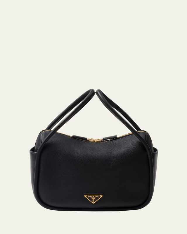 Flou Zip Leather Top-Handle Bag